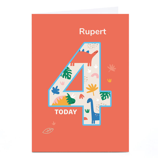 Personalised Frances Wilson 4th Birthday Card - Dinosaurs