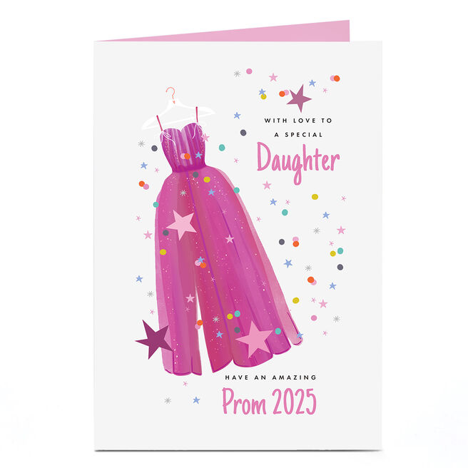 Personalised Prom Card - Pink Prom Dress, Daughter
