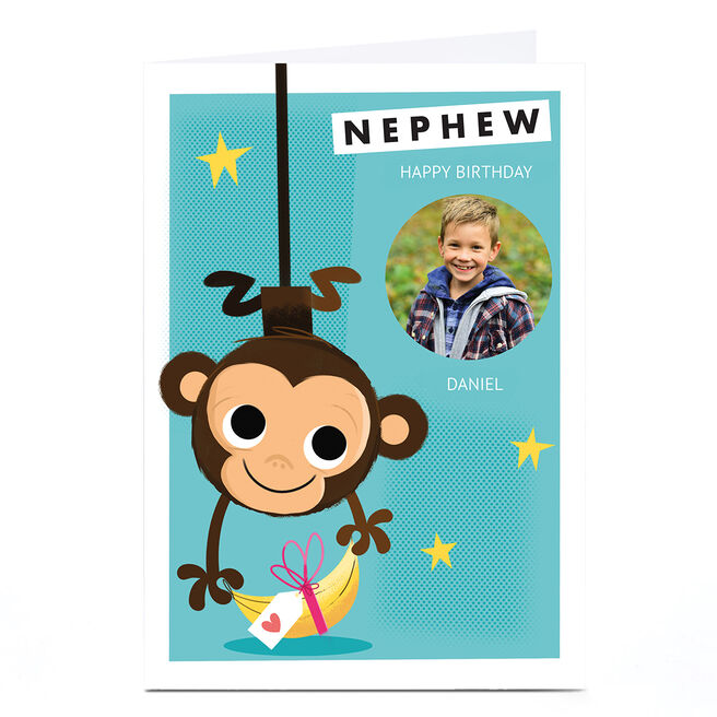 Photo Hello Munki Birthday Card - Nephew Monkey