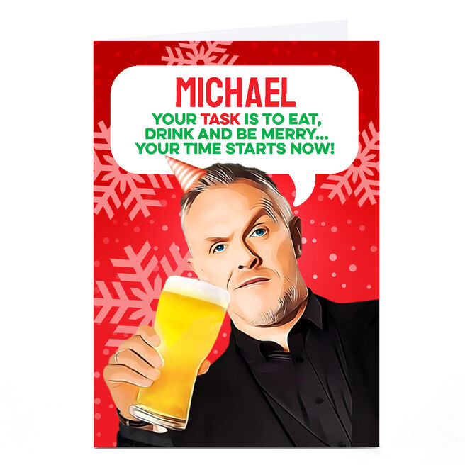 Personalised PG Quips Christmas Card - Your Task is Eat Drink Be Merry
