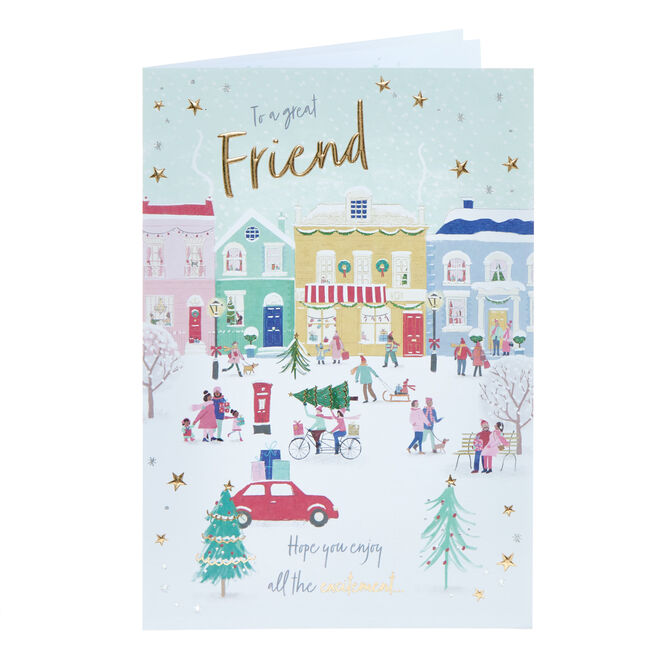 Friend Town Scene Christmas Card
