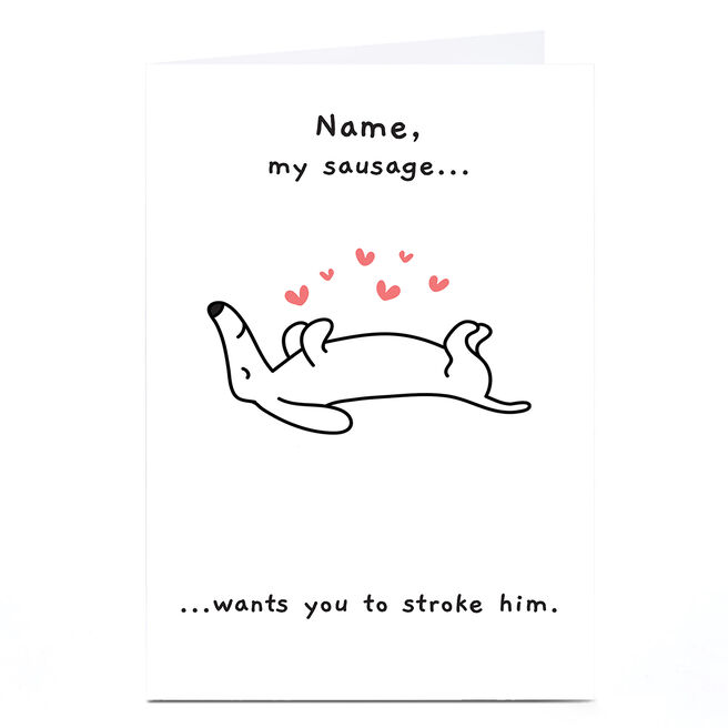 Personalised Emo Rescue Valentine's Day Card - My Sausage, Any Name