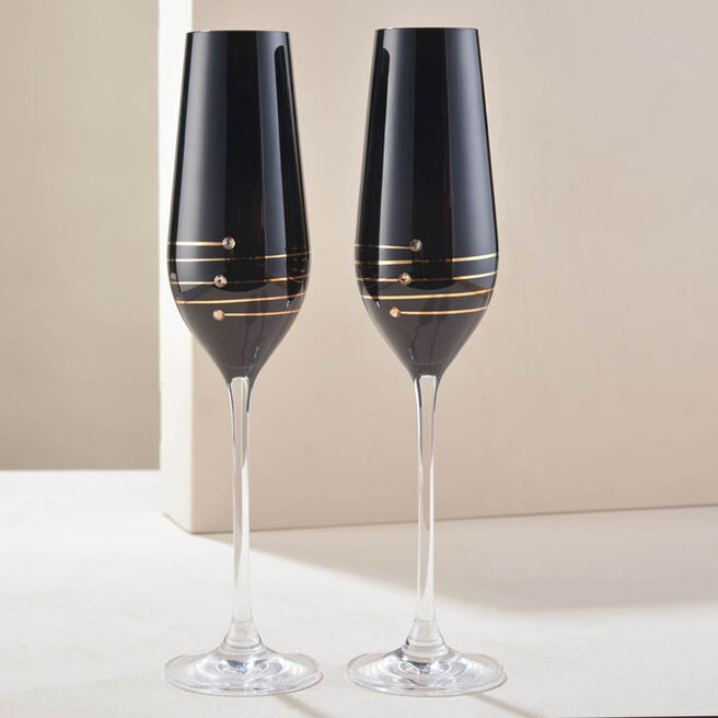 Nero Platinum Champagne Flute Pair