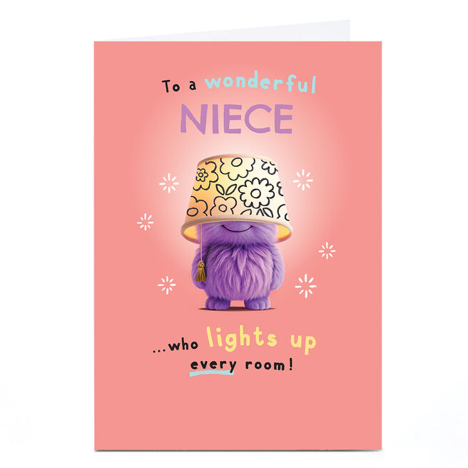 Personalised Wimzee Birthday Card - Light Up Every Room, Niece