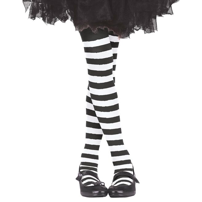 Black & White Striped Children's Tights 