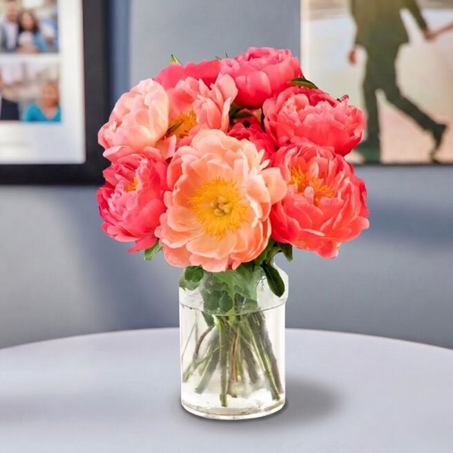 Blossoming Gifts Coral Peonies Flower Bouquet - Free Delivery!