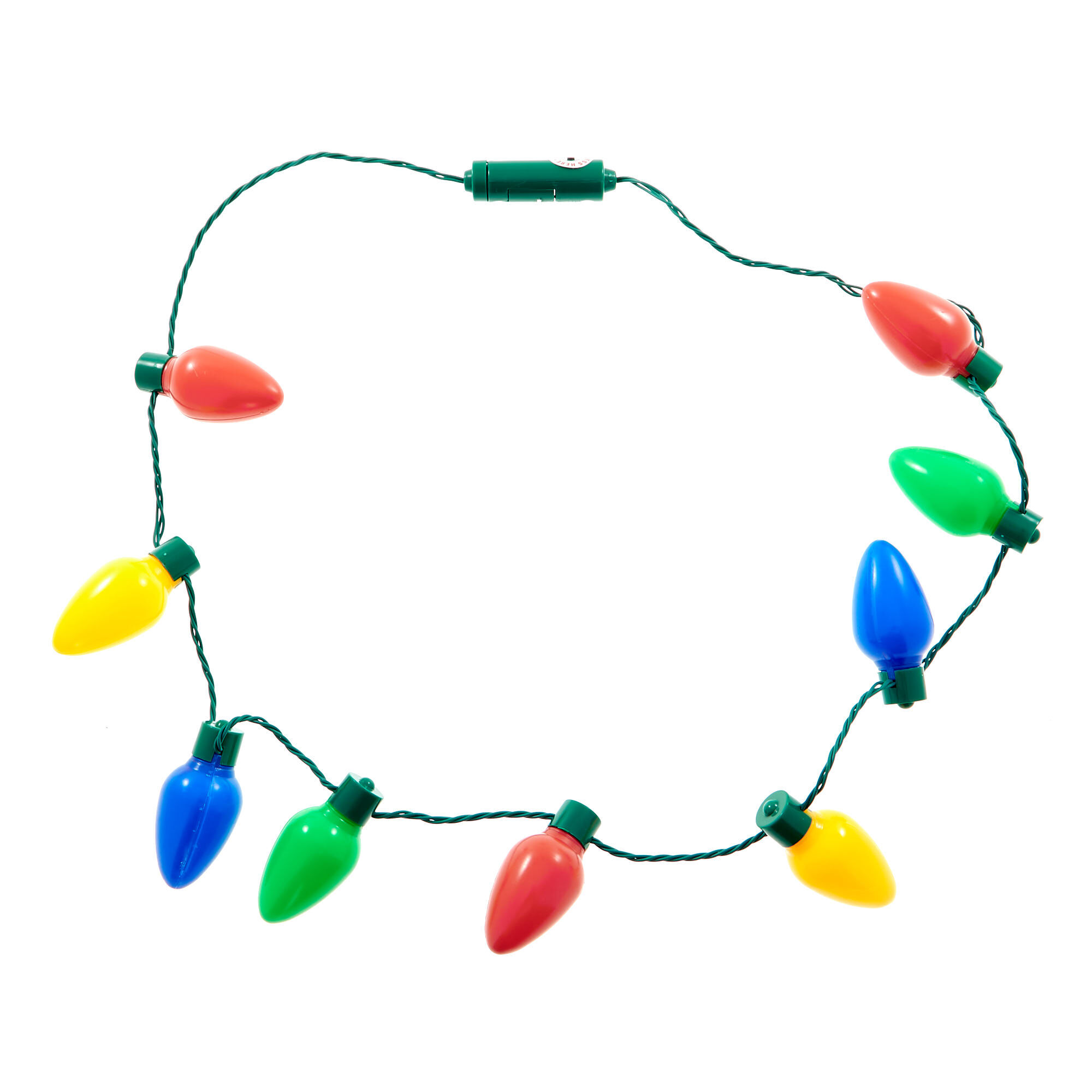 Jumbo Christmas Multicolor 7 LED Bulb Holiday Flashing Necklace 3 Festive  Moods | eBay