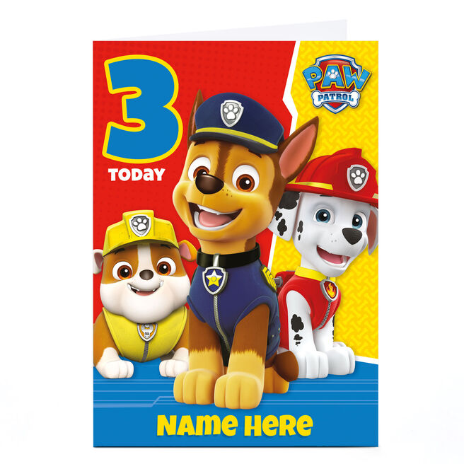 Personalised Paw Patrol Card - 3 Today