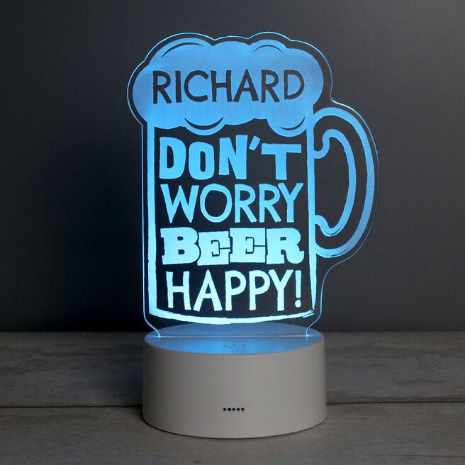 Personalised Beer Happy LED Colour Changing Light