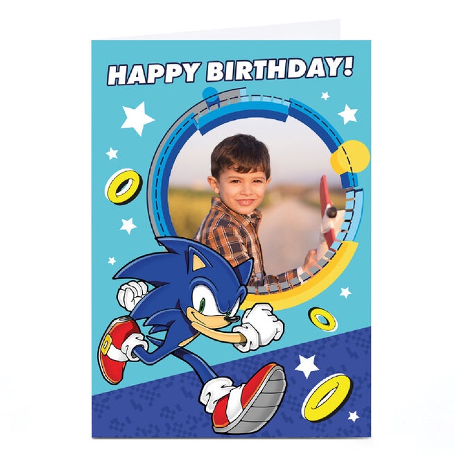  Personalised Birthday Card - Sonic - Image Frame Blue BG