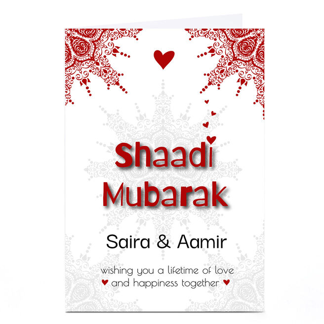 Personalised Roshah Designs Card - Shaadi Mubarak, Happiness