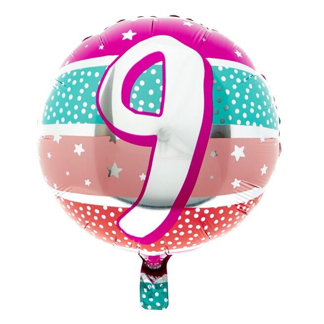 18-Inch Spots & Stars 9th Birthday Foil Helium Balloon