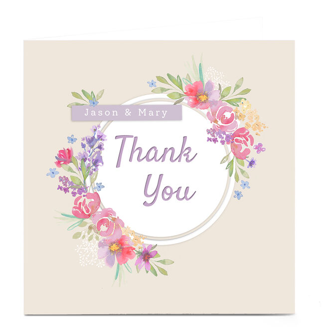 Personalised Kerry Spurling Thank You Card - Floral Frame