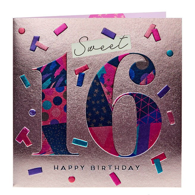 Boutique 16th Birthday Card - Sweet Confetti