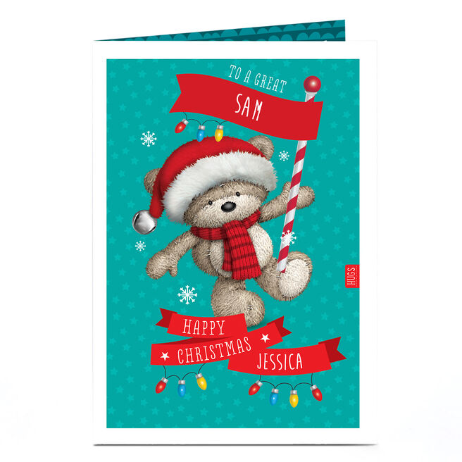 Hugs Personalised Christmas Card - Flagpole