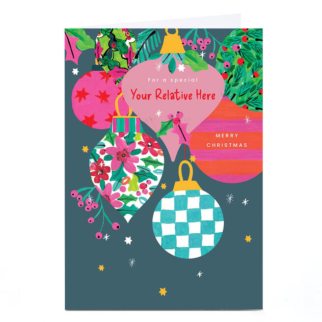 Personalised Christmas Card - Modern Baubles, Any Name