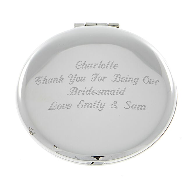 Personalised Engraved Silver Round Compact Mirror