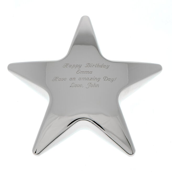 Personalised Engraved Silver Star Paperweight