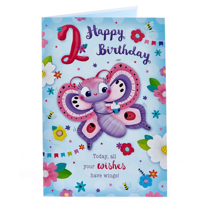 2nd Birthday Card - Butterfly 
