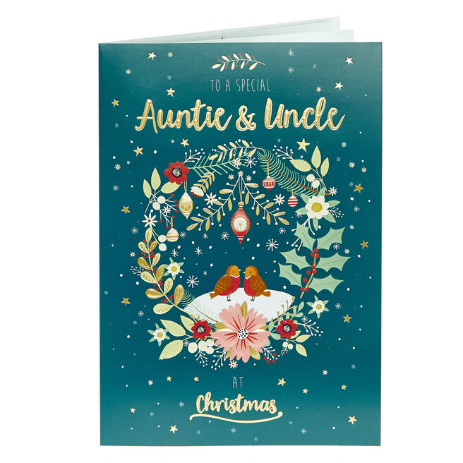 Christmas Card - Auntie & Uncle Robins Wreath