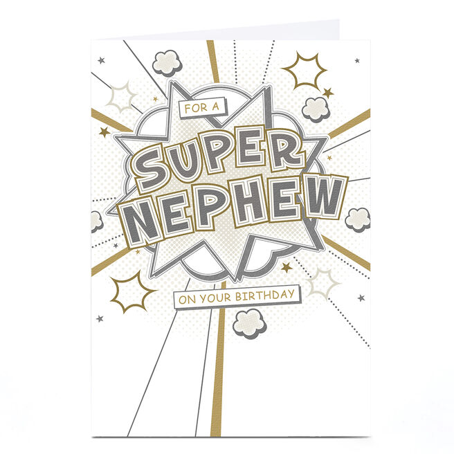 Birthday Card - Comic Book Style Explosion, Nephew
