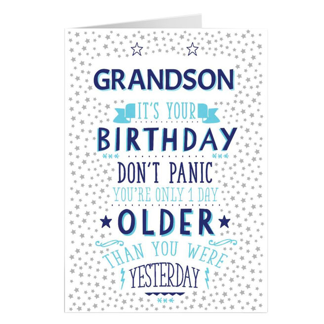 Personalised Birthday Card - One Day Older, Grandson