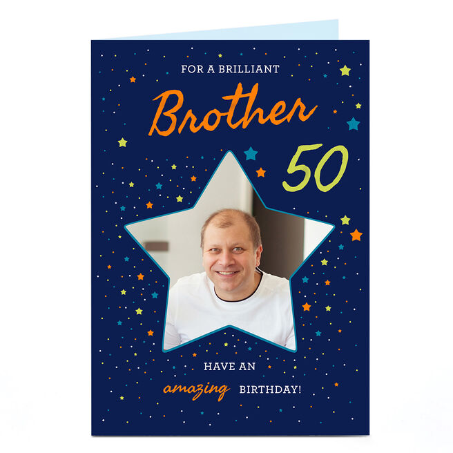 Photo Birthday Card - Star Frame, Editable Age