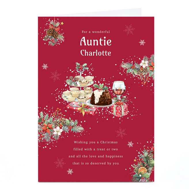 Personalised Christmas Card - Traditional Christmas Treats, Auntie