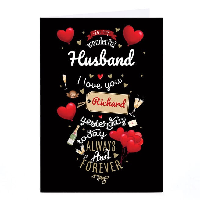 A4 Personalised Valentine's Day Card - Husband Always & Forever