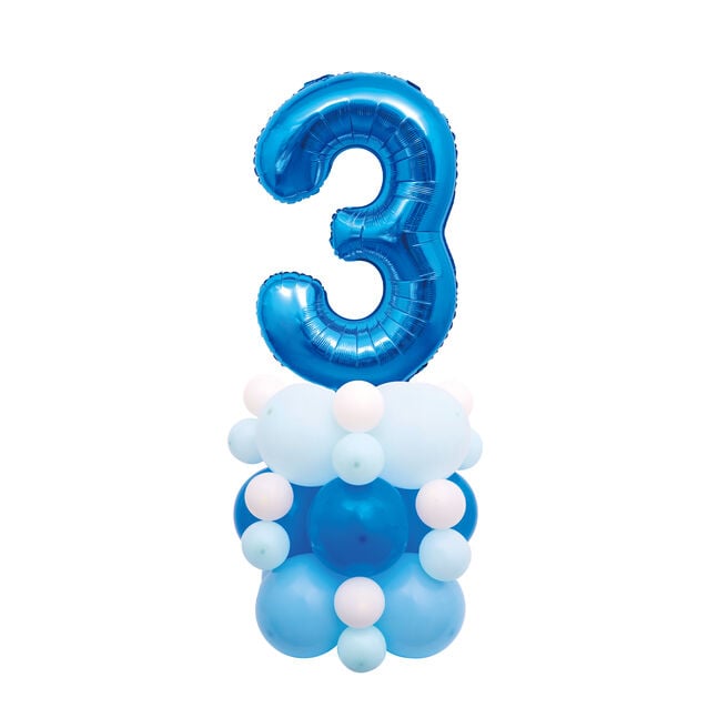 Blue 51-Inch Age 3 Air-Fill Balloon Stack Set