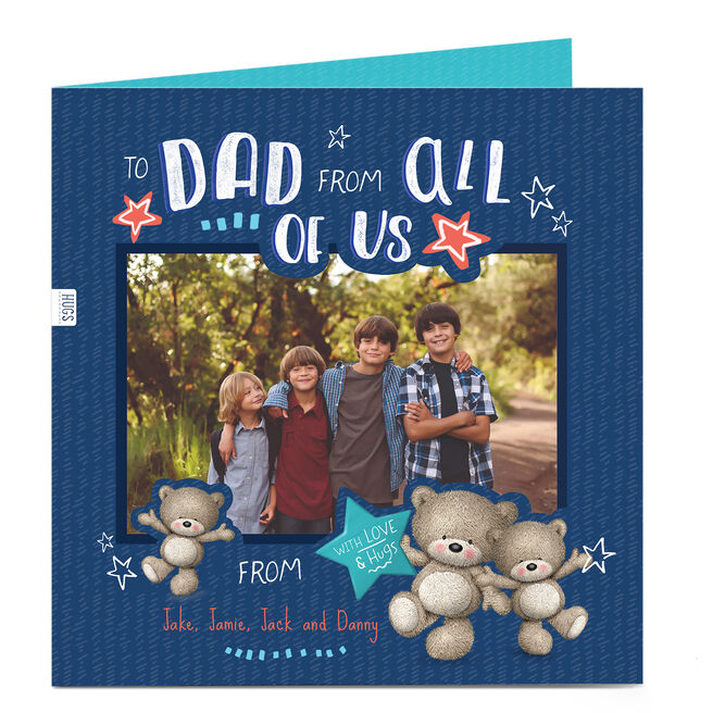 Personalised Father's Day Hugs Photo Card - Dad, From All Of Us