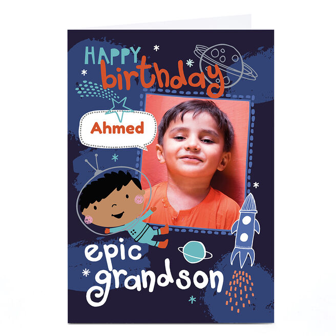 Photo Bev Hopwood Birthday Card - Epic Grandson Blue