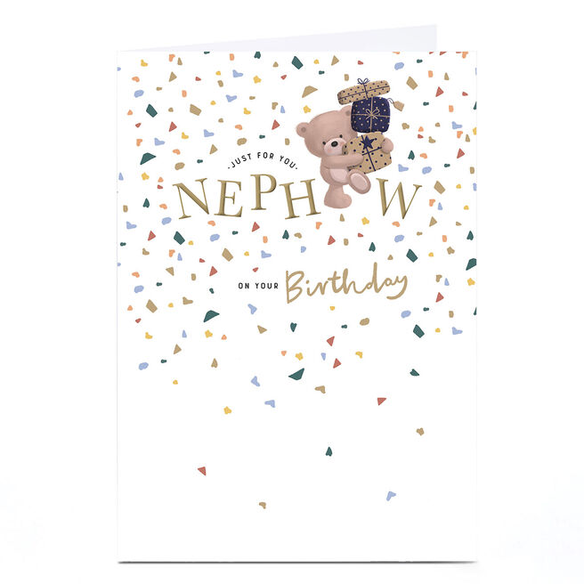 Personalised Birthday Card - Bear With Confetti Sprinkles, Nephew