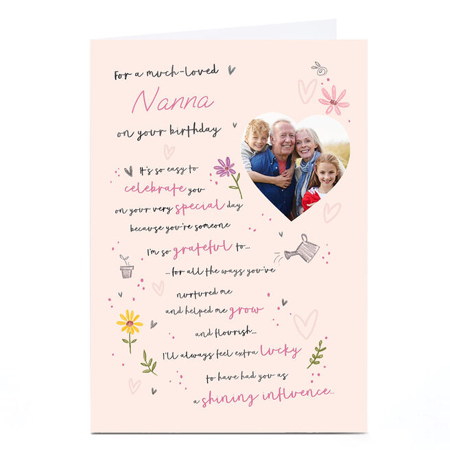 Photo Birthday Card - Grow and Flourish Garden Drawings, Nanna