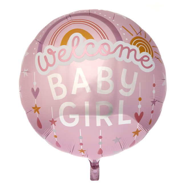 Welcome Baby Girl 31-Inch Foil Helium Balloon