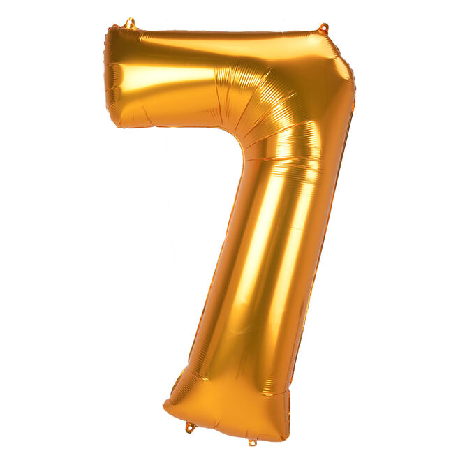 JUMBO 53-Inch Gold Foil Number 7 Balloon (Deflated) 