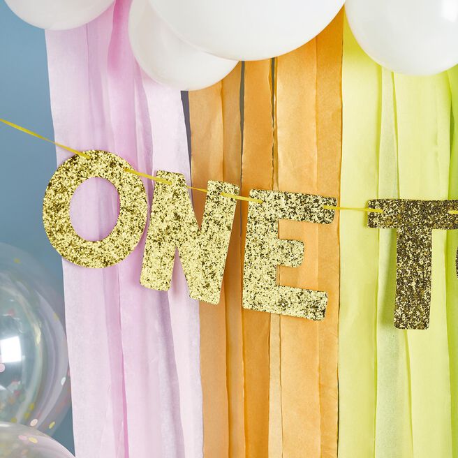 Gold Glitter One Today Card Banner 2m