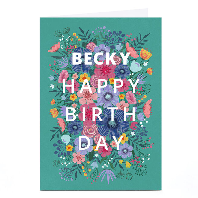 Personalised Dalia Clark Birthday Card - Green Floral