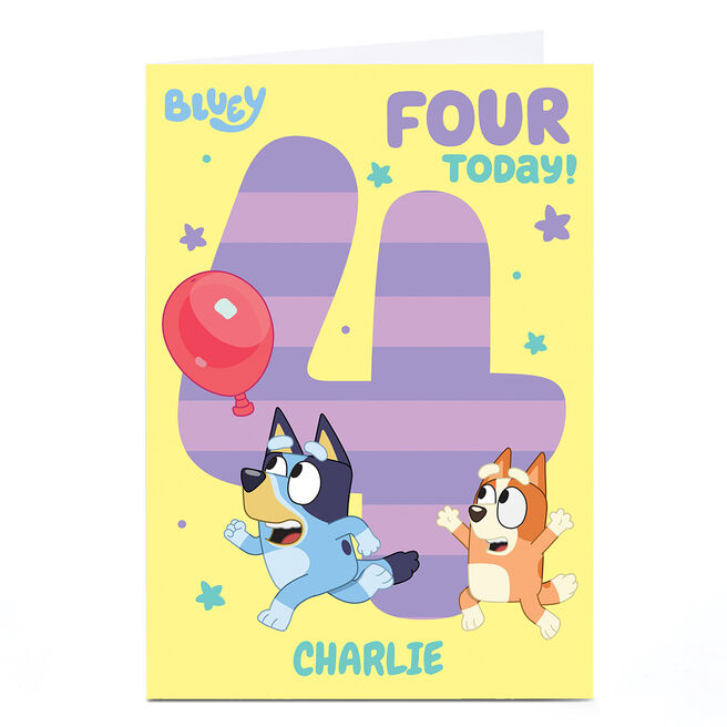 Personalised Birthday Card - Bluey Age 4, Any Name