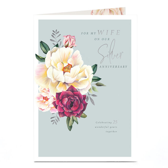 Silver Wedding Anniversary Card - To My Wife