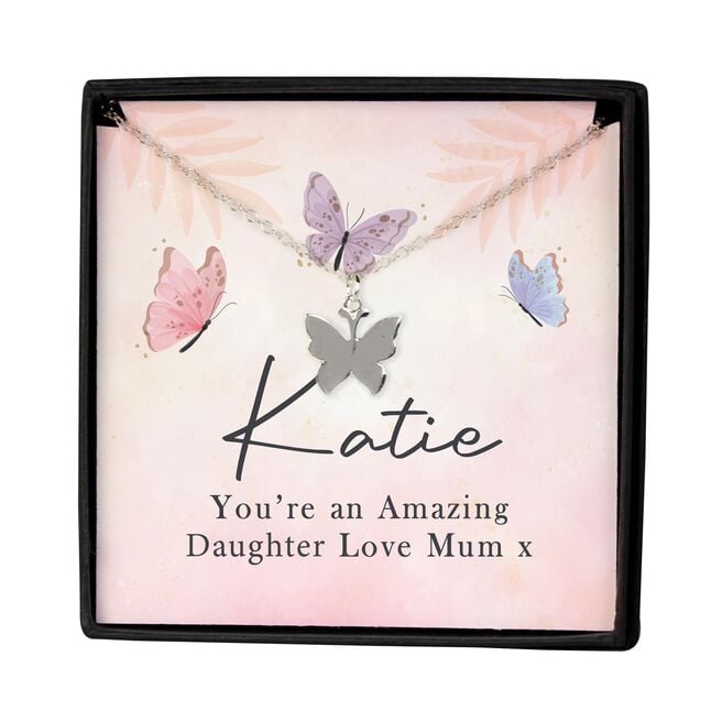 Personalised Sentiment Card & Butterfly Necklace