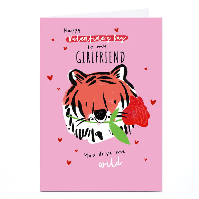Personalised Valentine's Day Card - You Drive Me Wild Tiger With Rose, Girlfriend