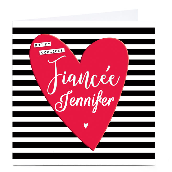 Personalised Card - Fiancee Monochrome Stripe