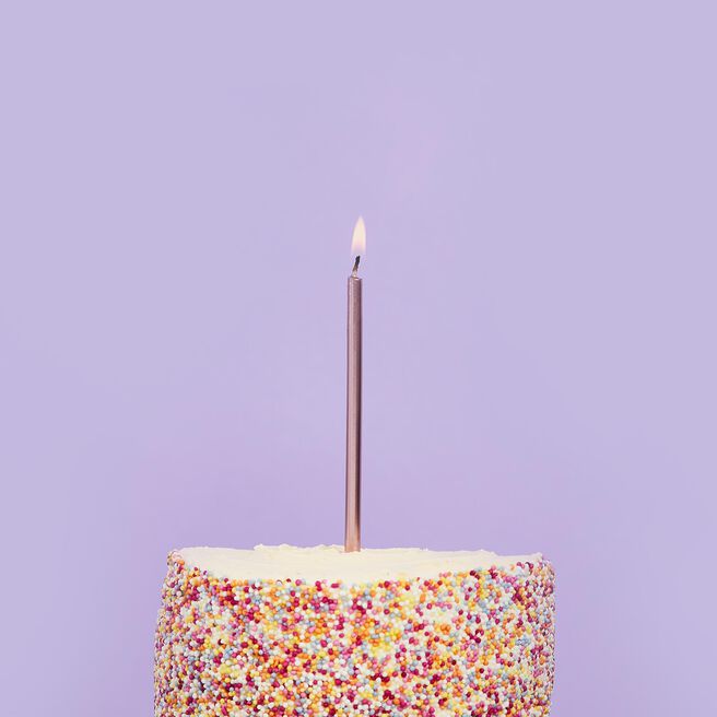 Rose Gold Skinny Cake Candles - Pack of 12
