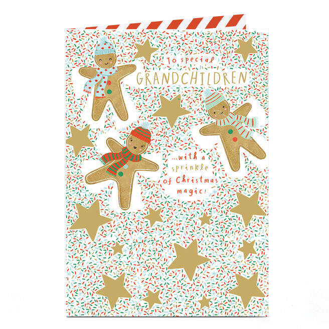 Christmas Card - Gingerbread Snow Angels, Grandchildren