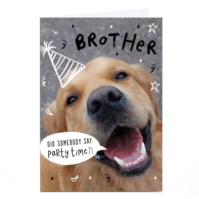 Birthday Card - Party Time Dog, Brother