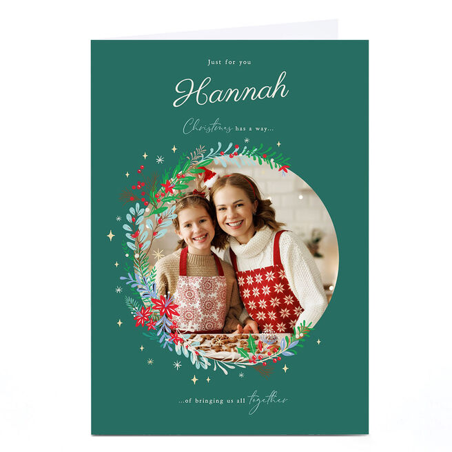 Photo Christmas Card - Bringing Us All Together Wreath