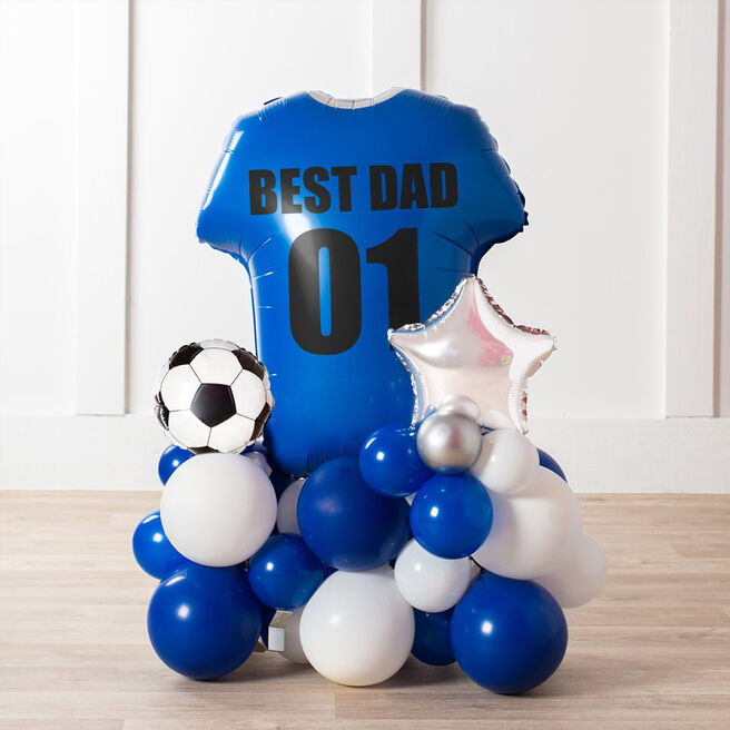 Personalised Blue Football Shirt Balloon Stack - Delivered Inflated!