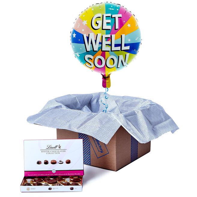 Get Well Soon Balloon & Lindt Chocolate Box