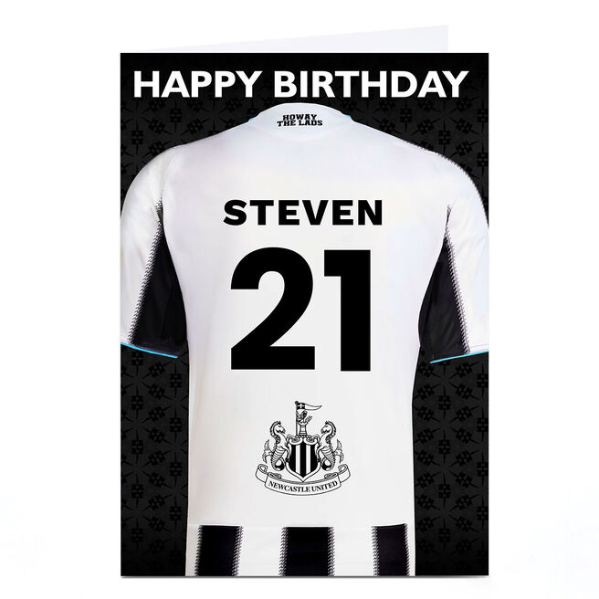 Personalised Football Birthday Card - Newcastle United Shirt and Number